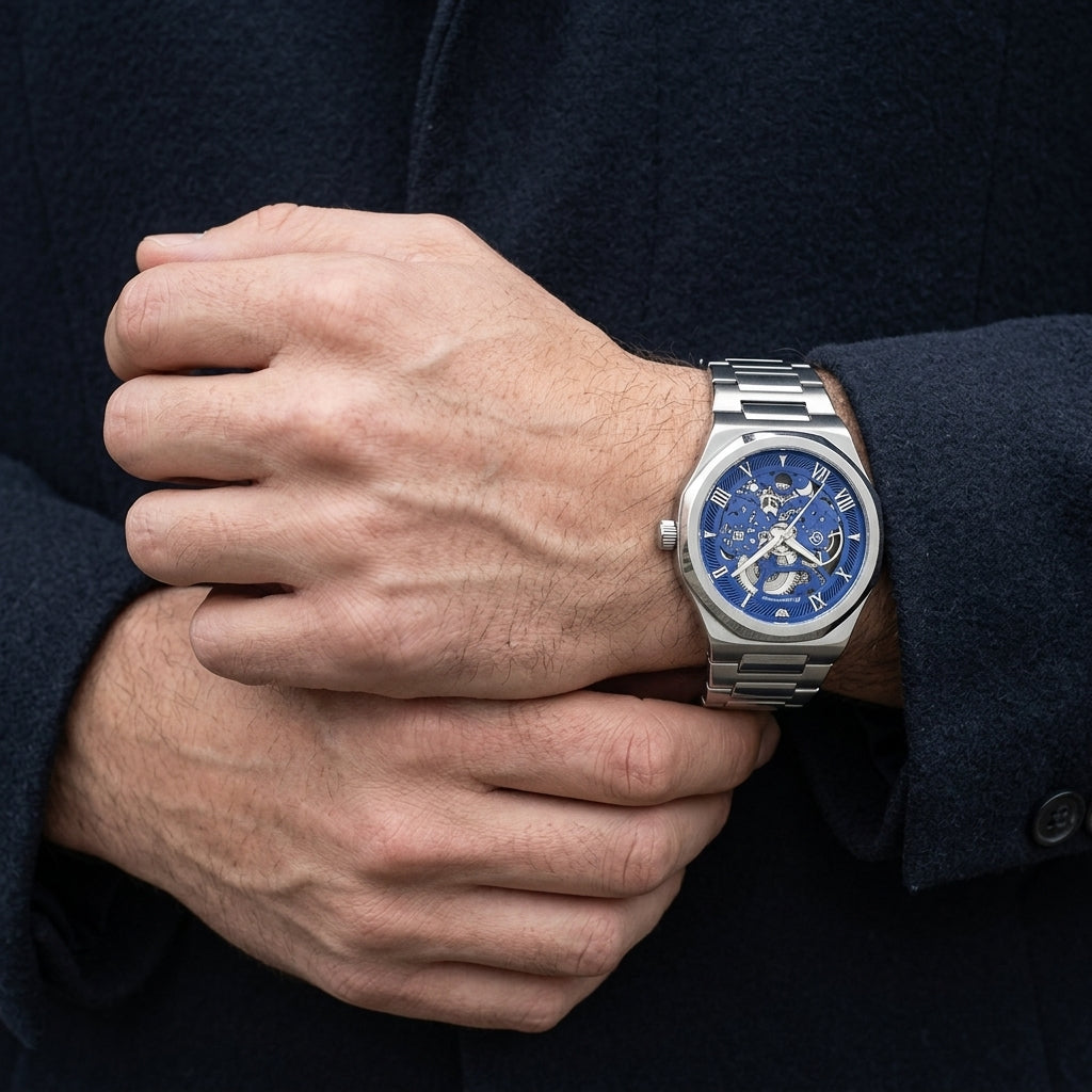 Saint Swiss Baron – men's watch lifestyle close-up