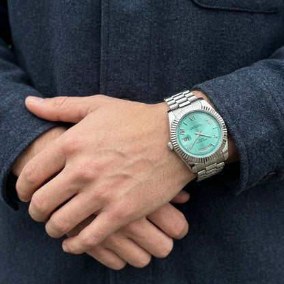Saint Swiss President Azure – teal dial men's dress watch