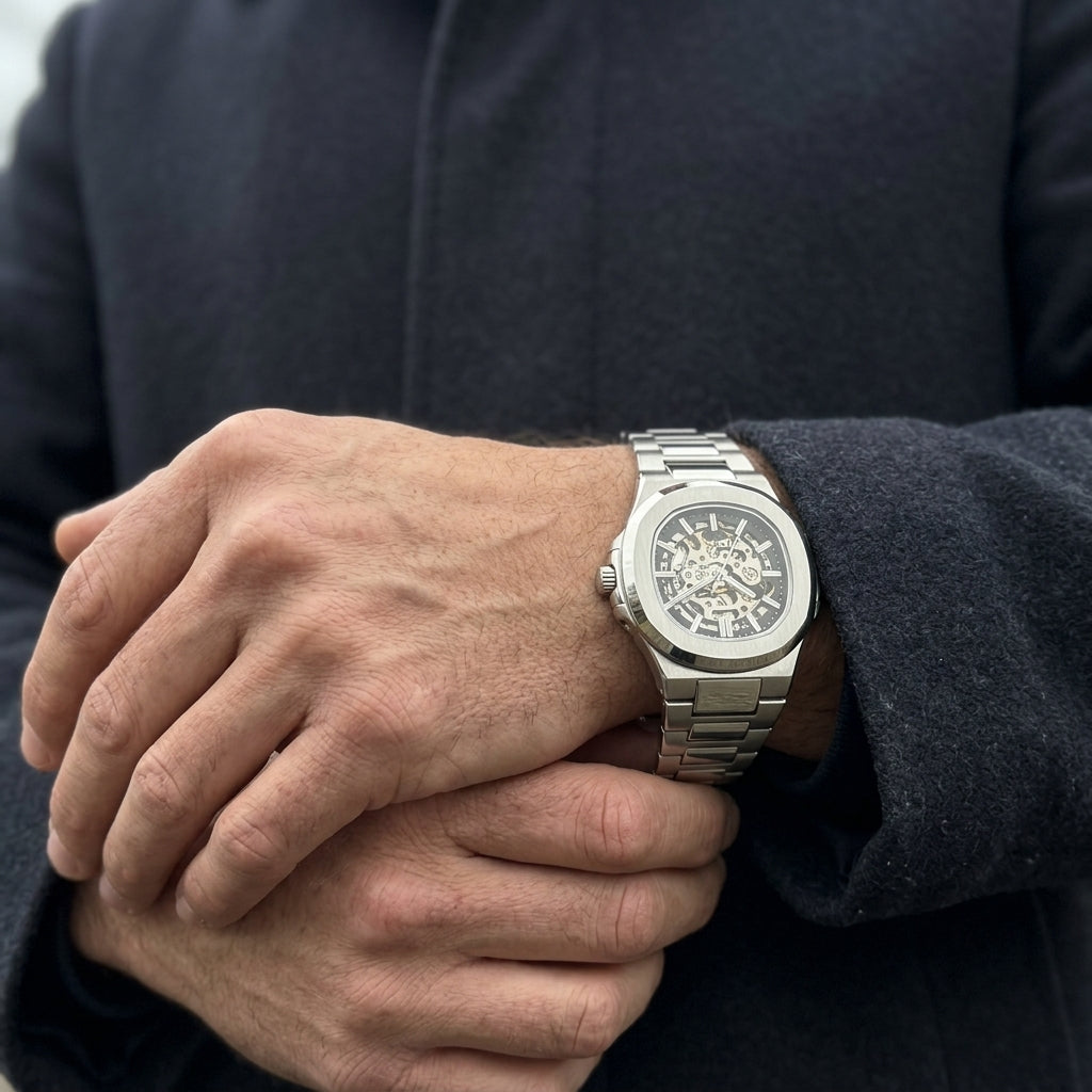 Saint Swiss Phantom – men's watch lifestyle close-up